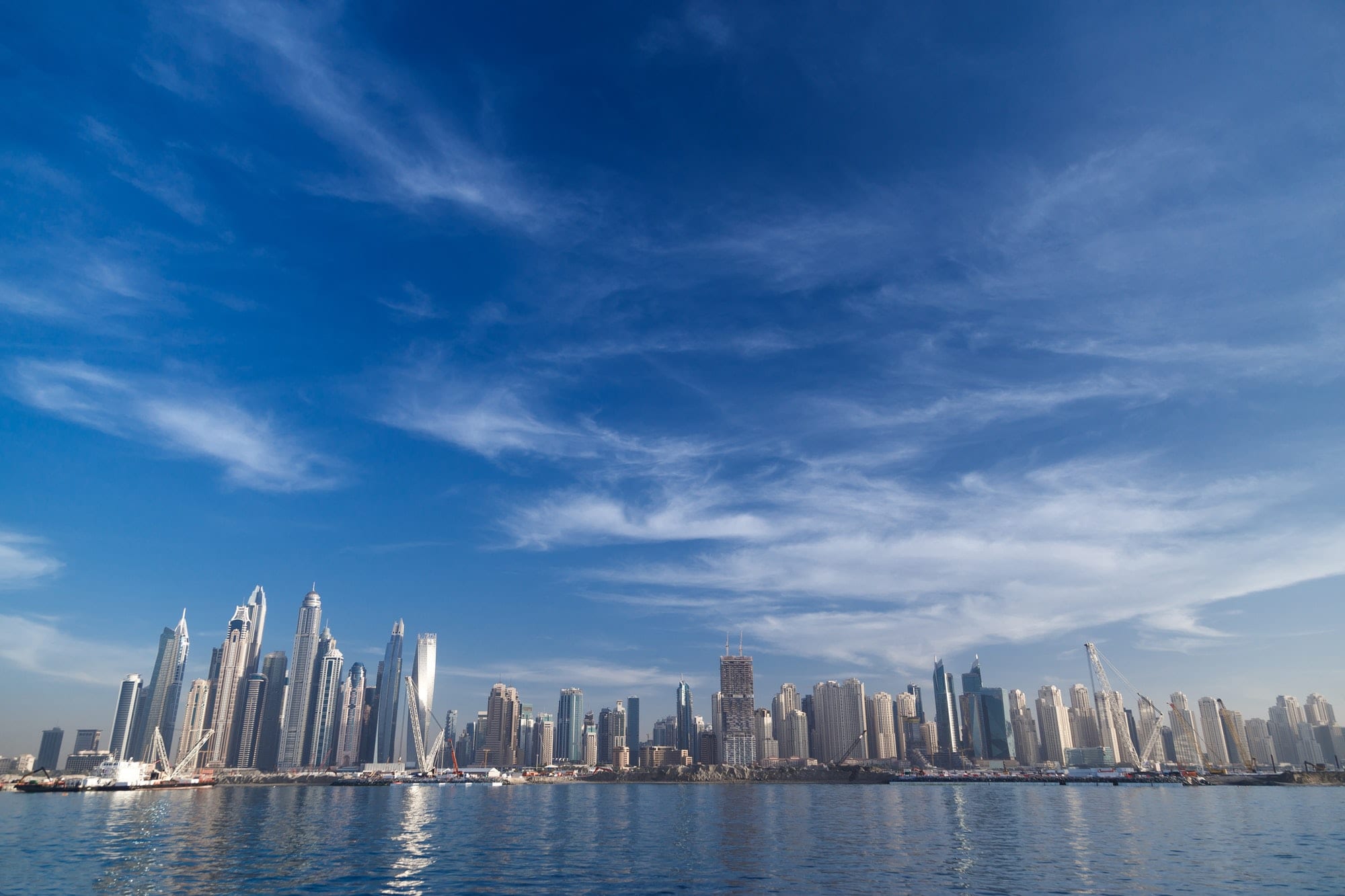 Dubai skyline. JBR Jumeirah beach residencies.