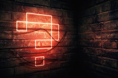 Question mark neon sign